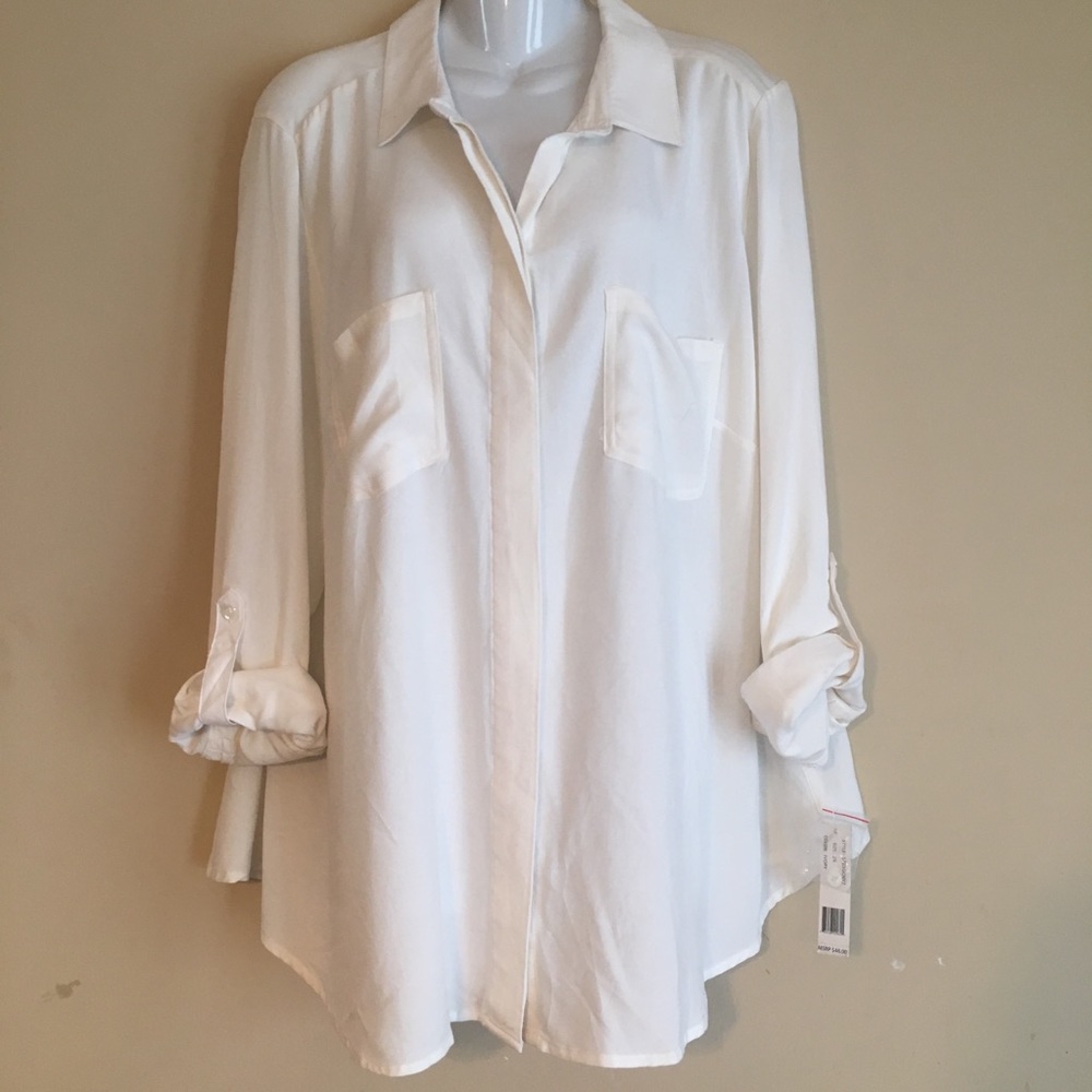 Zac & Rachel Ivory Button Down Shirt NWT 2x